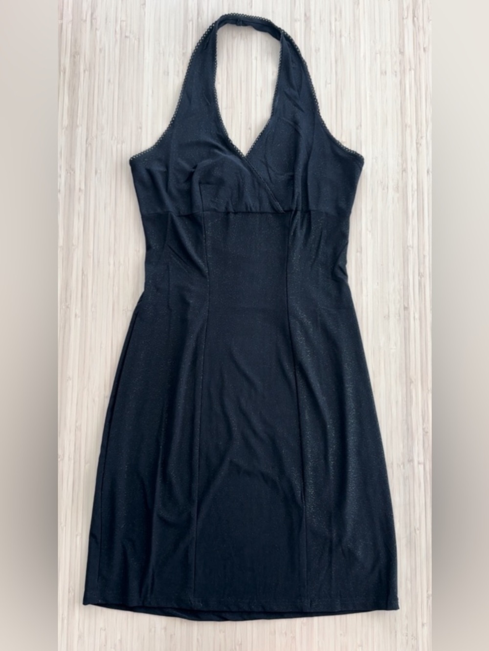Vintage Angie Womens black halter neck / New Year’s gold speckles